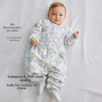 Sac de dormit pentru copii cu picioare separate, umplutură altă, fibre de bambus, model imprimat, pentru 1-3 ani