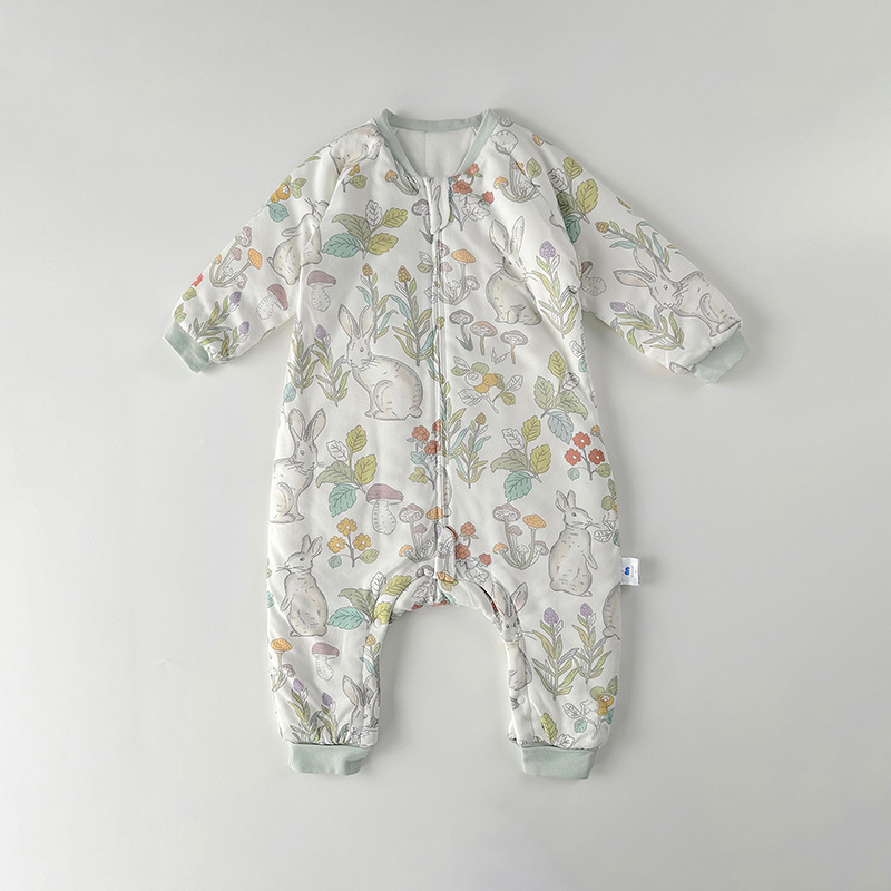 Sac de dormit pentru copii cu picioare separate, umplutură altă, fibre de bambus, model imprimat, pentru 1-3 ani