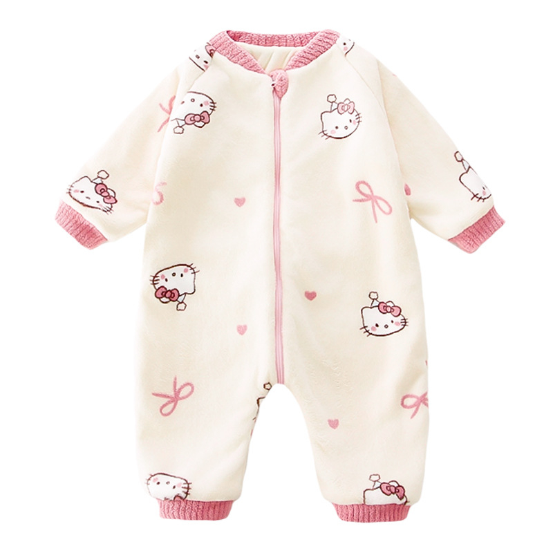 Pijamă din flanel pentru fete, costum dintr-o bucată de iarnă, cu picioare separate și sac de dormit anti-lovire, îmbrăcăminte de casă pentru cățărat, stil prințesă • 100% poliester • vârste 3–8