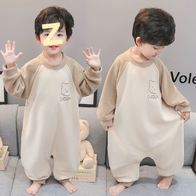 Pijamale pentru copii din bumbac all-season, cu umplutură de cașmir, pijama dintr-o bucată în stil sac de dormit