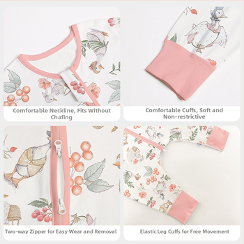 Sac de dormit pentru copii, patru anotimpuri, material din bumbac pur 95%+, căptușeală 95%+, umplutură bumbac catifelat, potrivit pentru 1–3 ani