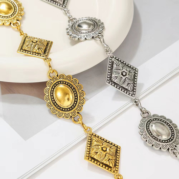 Lanț de talie din metal, formă inimă ovală, stil retro boem, cu un singur buclă, lățime 3