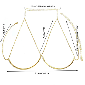 Luoxi Lanț de corp cu cristale – design geometric, mozaic din aliaj, cupru placat, cristal alb