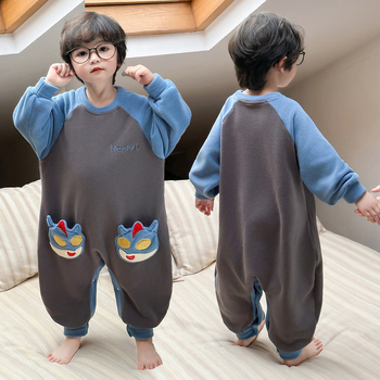 Детска пижама-спален чувал за зима, велурена материя, унисекс, корейски стил, за деца 3–8 г