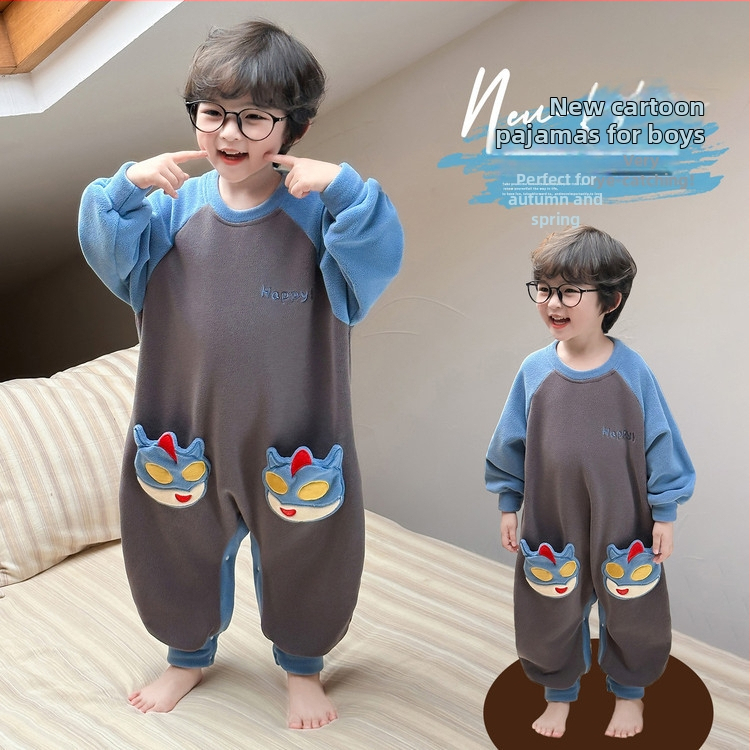 Bērnu viendaļīga pidžama gulēšanas soma ziemai, samta audums, universāls, korejiešu stils, vecums 3–8 gadi