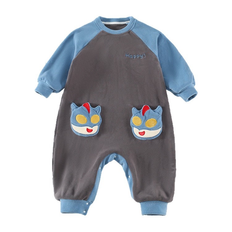 Детска пижама-спален чувал за зима, велурена материя, унисекс, корейски стил, за деца 3–8 г