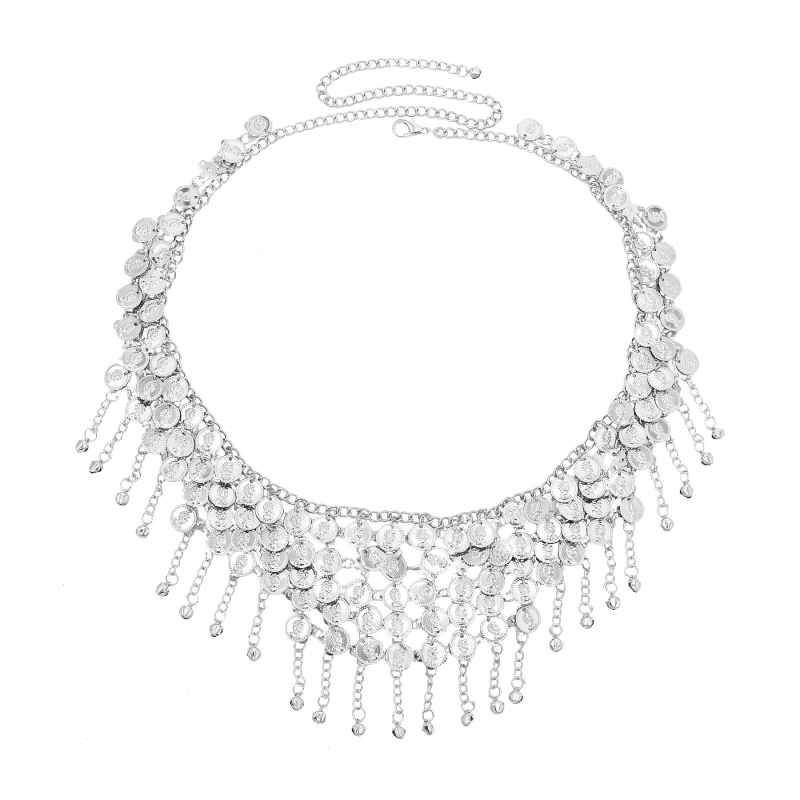 Колан за талия - унисекс метален колан, стил Национален дух, единична обиколка, дължина 110 см