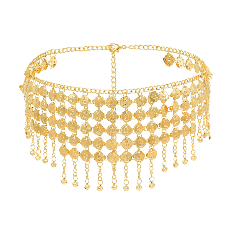 Колан за талия - унисекс метален колан, стил Национален дух, единична обиколка, дължина 110 см