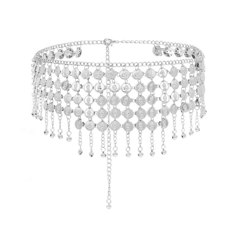 Колан за талия - унисекс метален колан, стил Национален дух, единична обиколка, дължина 110 см