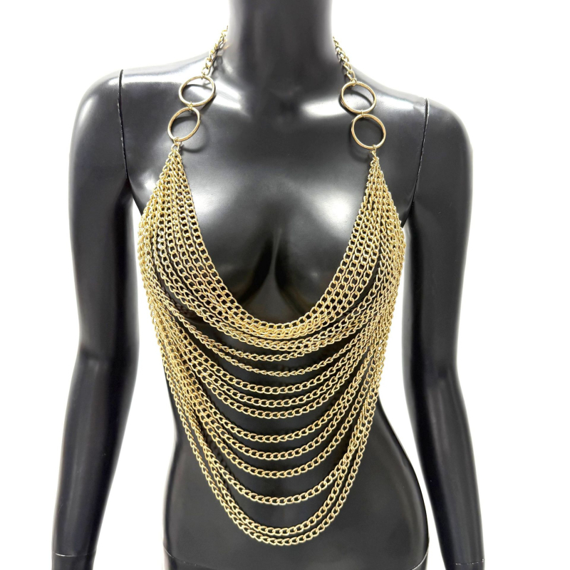 Телесна верижка от Zhenjin, многослойна геометрична конструкция, ръчна изработка от метал, модел GC462, унисекс