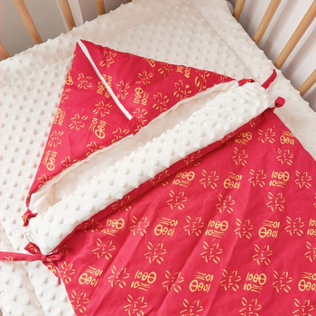 Детски спален чувал в кокон стил за зима, памучна смесена материя, подплата от полиестер, пълнеж пера и коприна памук, карикатурен принт, машинно пране