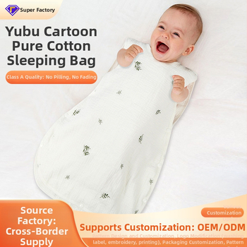 6-слоен бебешки спален чувал с бродерия върху креп тъкан, чист памучен марля, пълнеж памук, тегло до 0,5 кг, 100% памук, защита срещу ритници