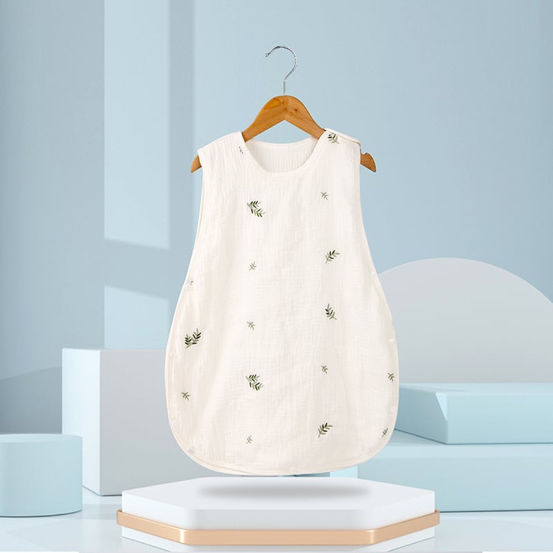 6-слоен бебешки спален чувал с бродерия върху креп тъкан, чист памучен марля, пълнеж памук, тегло до 0,5 кг, 100% памук, защита срещу ритници