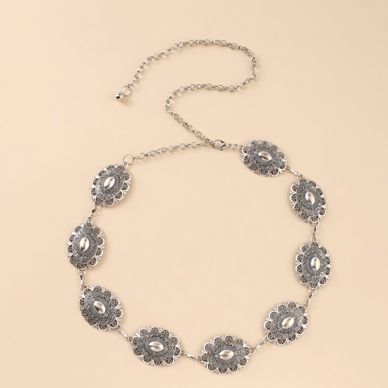 Бохемска метална верига за талия, ретро стил, етно дизайн, дължина 120 см, ширина 3,5 см, еднооборотна конструкция