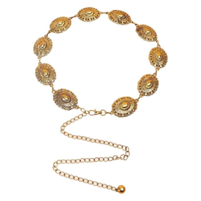 Бохемска метална верига за талия, ретро стил, етно дизайн, дължина 120 см, ширина 3,5 см, еднооборотна конструкция