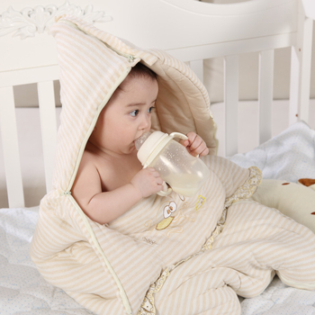 Bidole бебешки спален чувал, конвертен стил, памучна материя, полиестерен пълнеж, райета