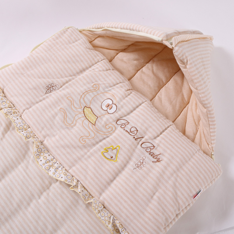 Bidole бебешки спален чувал, конвертен стил, памучна материя, полиестерен пълнеж, райета