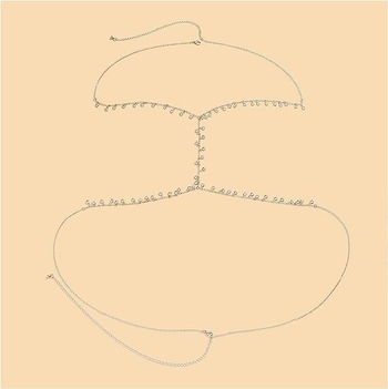 Гръден синджир за тяло – прост женски стил; електроплакиран метал; обработка и персонализация налични