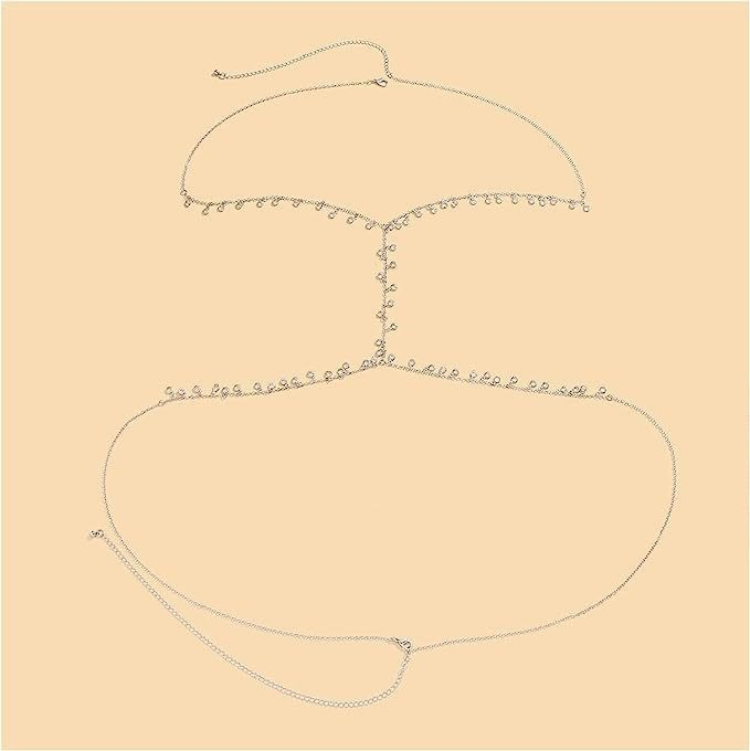 Гръден синджир за тяло – прост женски стил; електроплакиран метал; обработка и персонализация налични