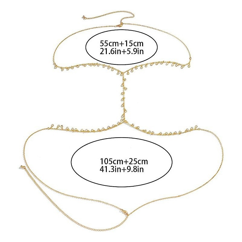 Гръден синджир за тяло – прост женски стил; електроплакиран метал; обработка и персонализация налични