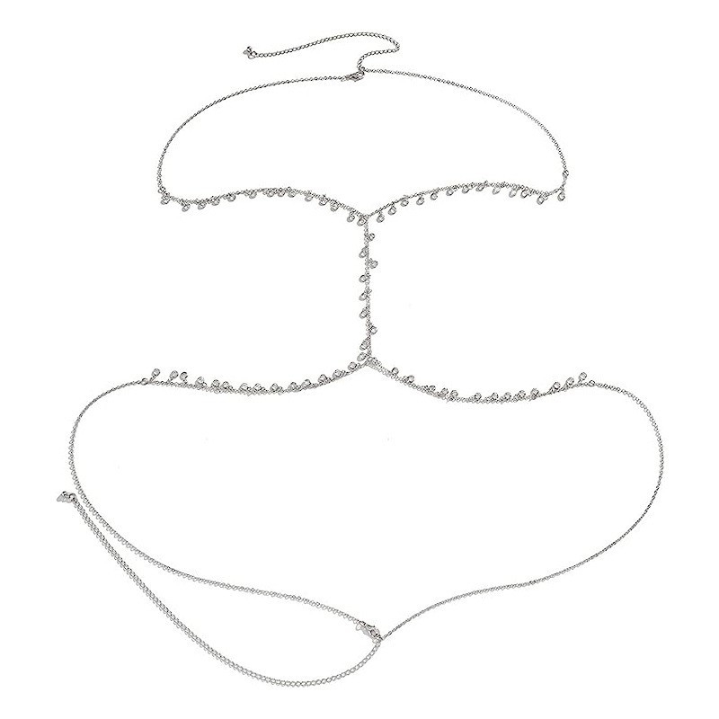 Гръден синджир за тяло – прост женски стил; електроплакиран метал; обработка и персонализация налични