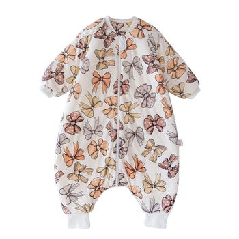 Детски спален чувал с дизайн за разделени крака и защита срещу ритане, за зимата, памучен външен слой и подплата