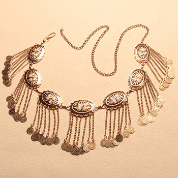 Верига за талия за жена, метал, етнически стил, дължина 80–100 см