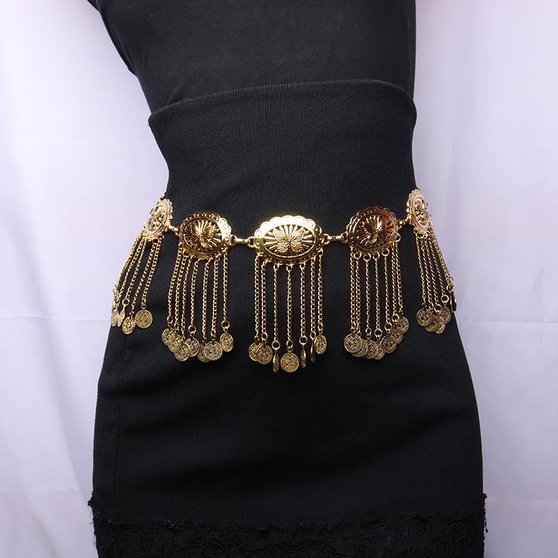 Верига за талия за жена, метал, етнически стил, дължина 80–100 см
