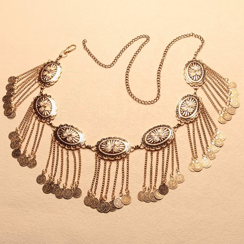 Верига за талия за жена, метал, етнически стил, дължина 80–100 см