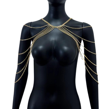 Верига за тяло женска многослойна кристална с ресни (материал: кристали; обработка: електроплатиране; стил: женски)