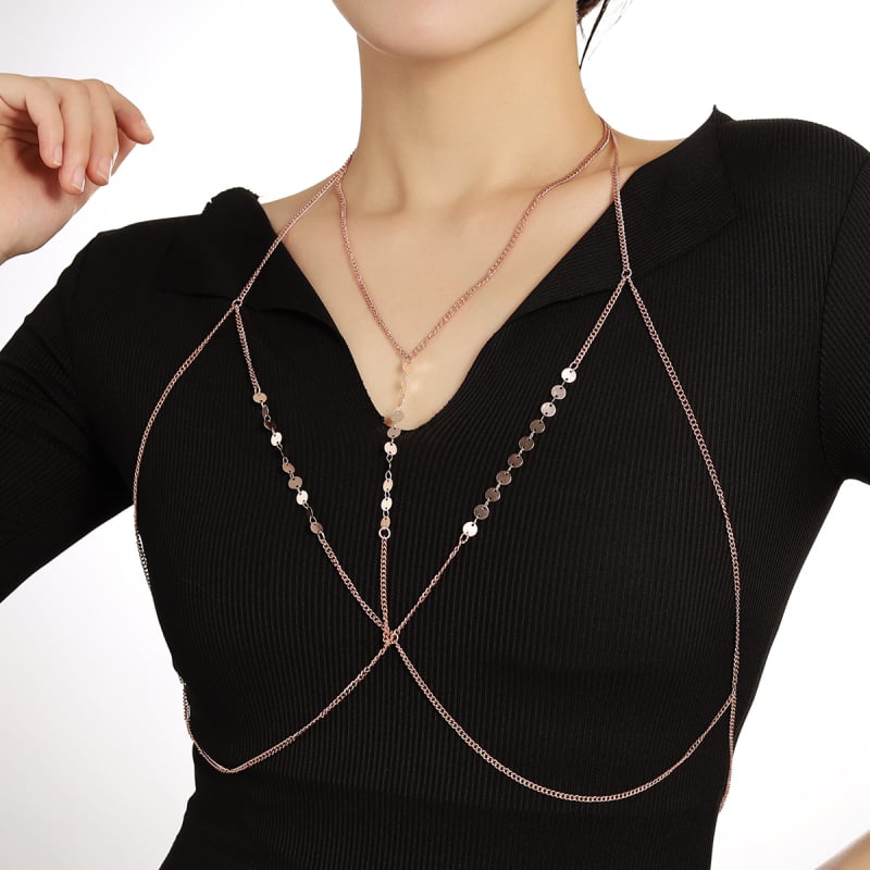 Гръдна верига от сплав, електроплатирана, геометричен дизайн, кристал, възможно персонализиране