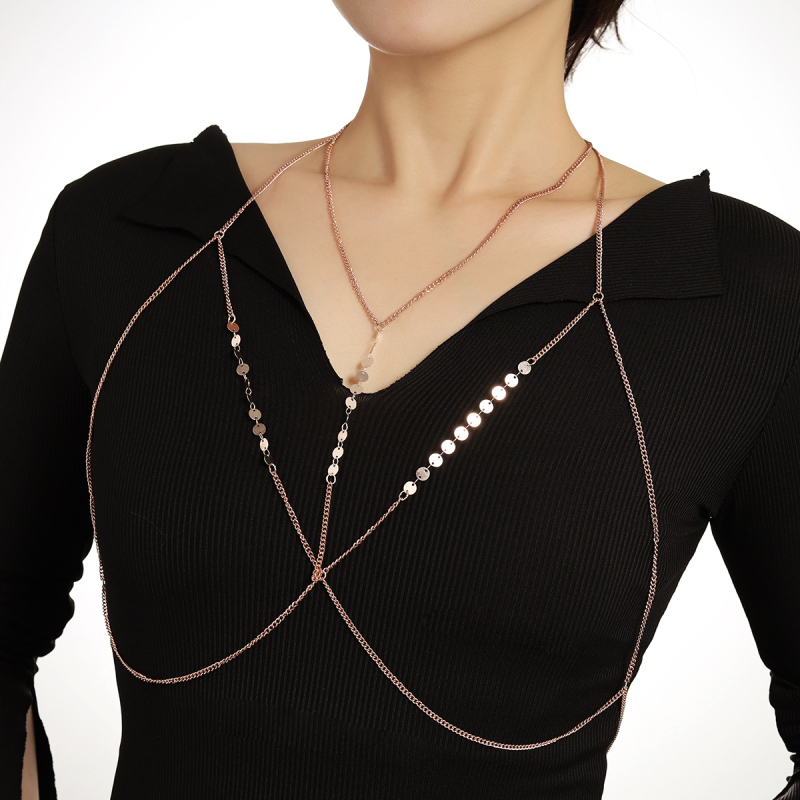 Гръдна верига от сплав, електроплатирана, геометричен дизайн, кристал, възможно персонализиране