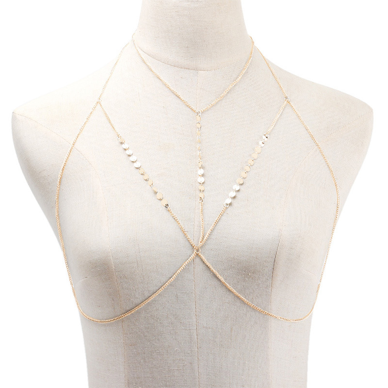 Гръдна верига от сплав, електроплатирана, геометричен дизайн, кристал, възможно персонализиране