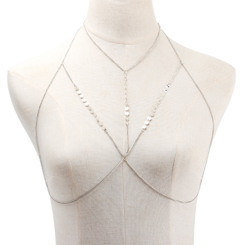 Гръдна верига от сплав, електроплатирана, геометричен дизайн, кристал, възможно персонализиране