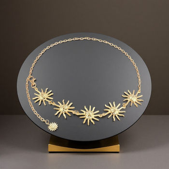 Женски метален поясен синджир със слънчоглед, регулируем, подходящ за всички сезони