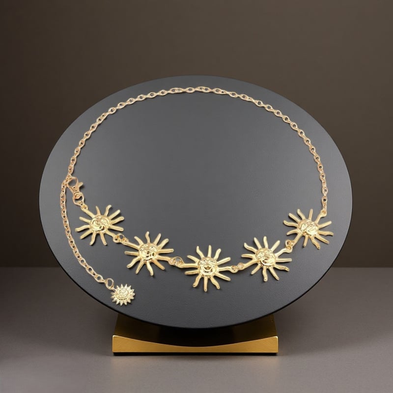 Женски метален поясен синджир със слънчоглед, регулируем, подходящ за всички сезони