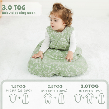 Бебешки спален чувал, жилет стил, 100% памук, TOG 3.5, есен-зима, за новородени 0–1 г