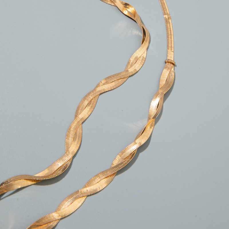 Талийна верига от метал със пайети и дизайн змийски кости, хип-хоп стил, дължина 60–80 cm, ширина 0.1 cm, двойни пръстени