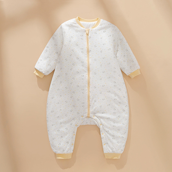 Спален чувал за бебета с разделени крака, памучна материя с памучна подплата, пълнеж полиестер-памук, цип нейлон, подходящ за зимно–пролетно–есенно време.