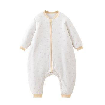 Спален чувал за бебета с разделени крака, памучна материя с памучна подплата, пълнеж полиестер-памук, цип нейлон, подходящ за зимно–пролетно–есенно време.