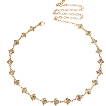 Колан за талия с кристали и перли, метална изработка, стил: универсален, дължина 120 см