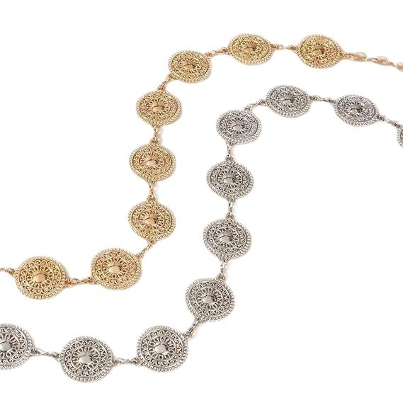 Метален колан за талия за жени, стил Versatile, дължина 115 cm, ширина 2.7 cm, размер 120 cm.