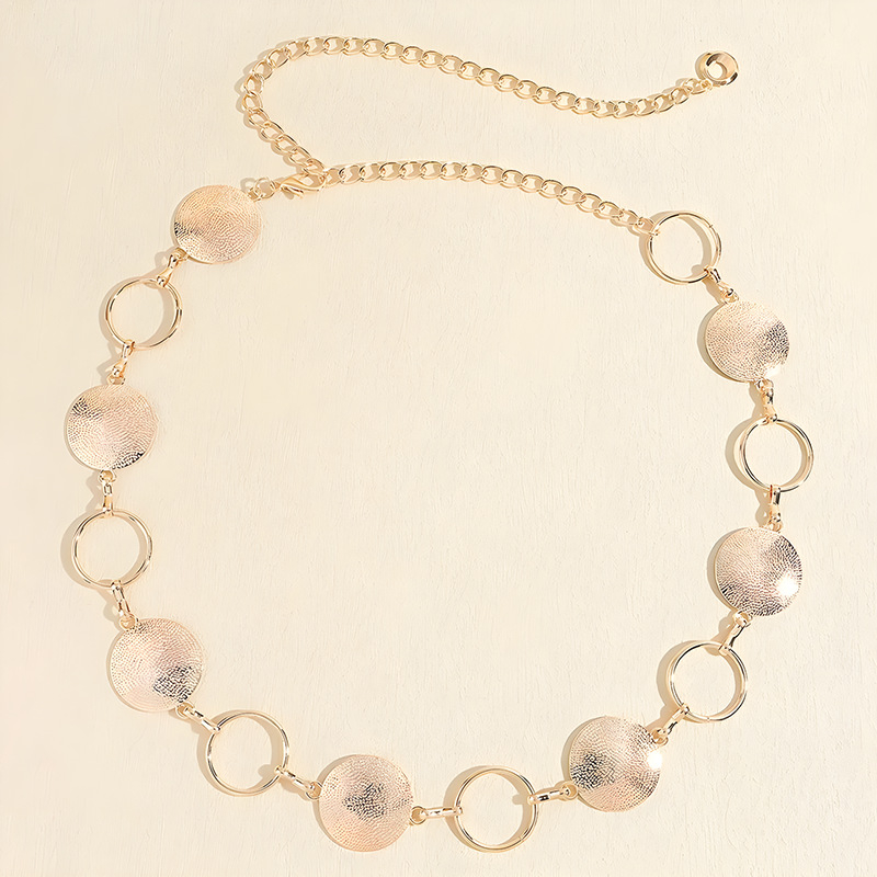 Колан за талия, метален, единично кръгло звено, дължина 105 cm, ширина 1,2 cm, унисекс, целогодишен стил