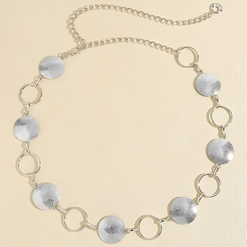 Колан за талия, метален, единично кръгло звено, дължина 105 cm, ширина 1,2 cm, унисекс, целогодишен стил