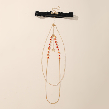 DZ0485 Naizhu Перлен бедрен синджир с геометрични ресни, тяло-синджир с кристали и метален крак пръстен (Бранд: Naizhu • Сезон: Лято 2024 • Мозаичен материал: Няма)