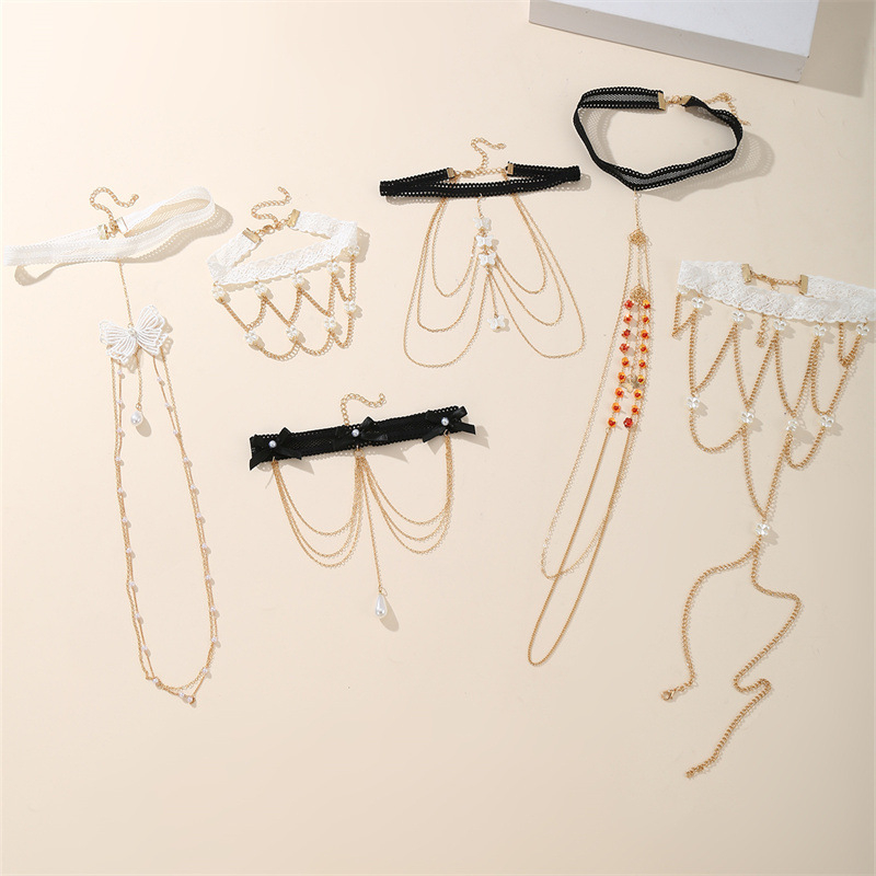 DZ0485 Naizhu Перлен бедрен синджир с геометрични ресни, тяло-синджир с кристали и метален крак пръстен (Бранд: Naizhu • Сезон: Лято 2024 • Мозаичен материал: Няма)