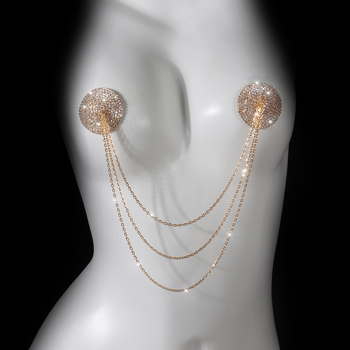 Верига за тяло с патч за зърна и кристални камъни, геометрична форма, електроплатиране