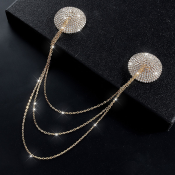 Верига за тяло с патч за зърна и кристални камъни, геометрична форма, електроплатиране