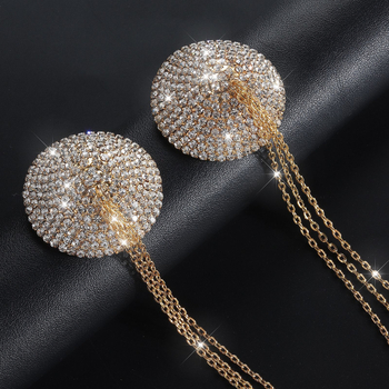 Верига за тяло с патч за зърна и кристални камъни, геометрична форма, електроплатиране