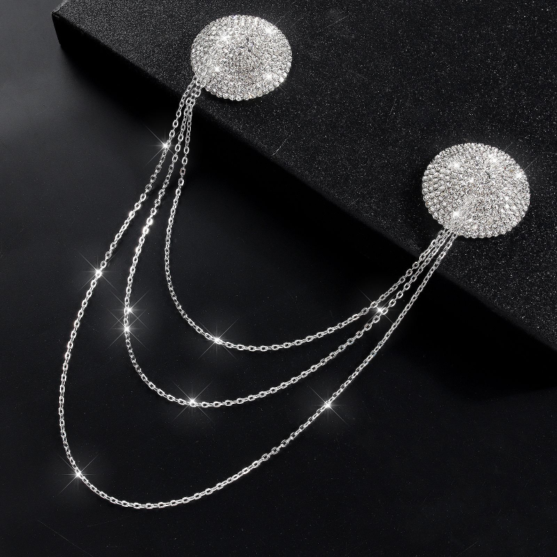 Верига за тяло с патч за зърна и кристални камъни, геометрична форма, електроплатиране